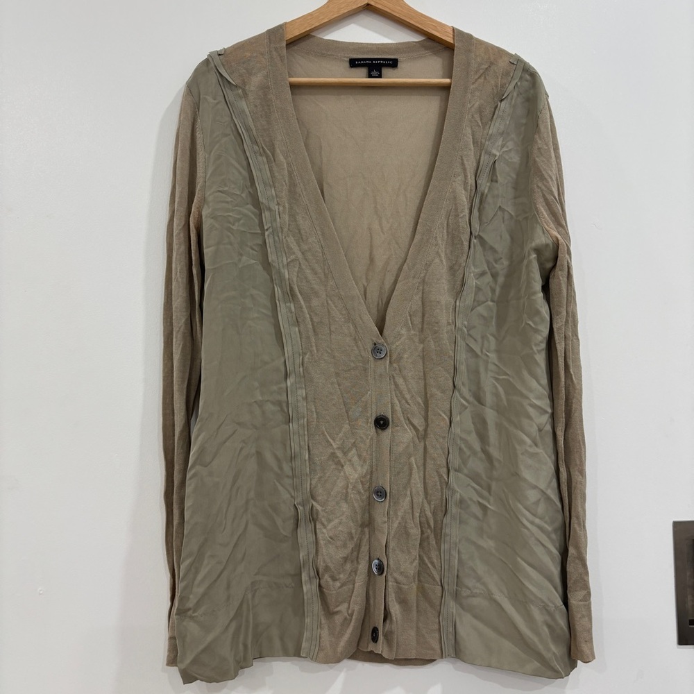 Banana Republic Tan Knit Cardigan Sweater size L